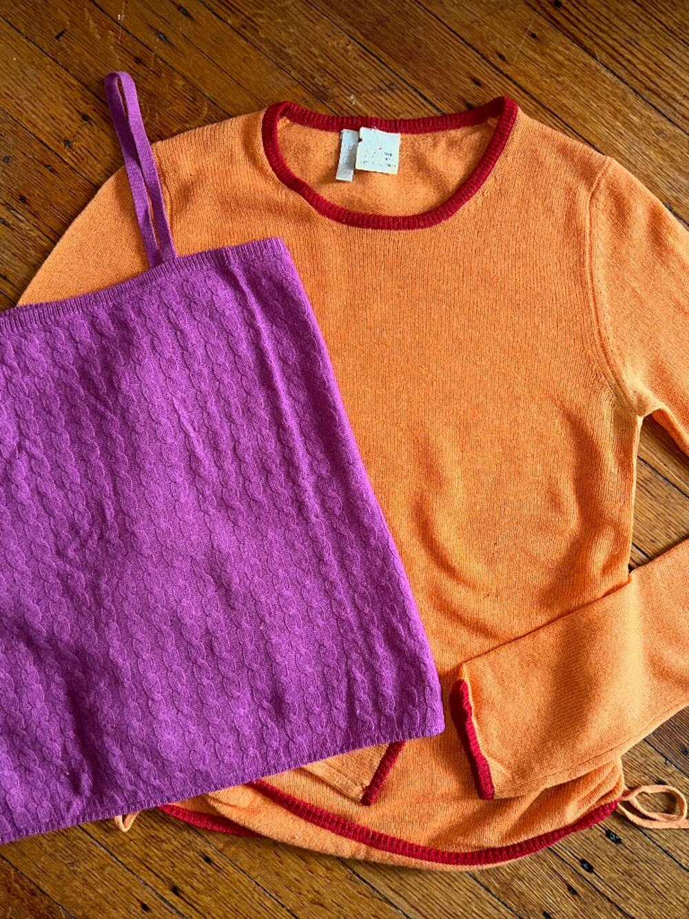 Two Vintage 100% cashmere sample tops by 1990s fashion boutique FGL